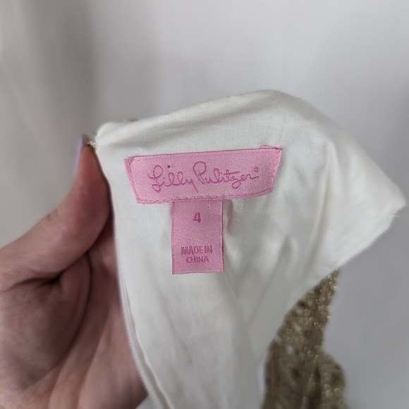 Lilly Pulitzer Tana White Gold Metallic Resort Shift Mini Dress - Picture 5 of 8